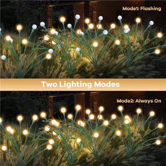 2 Packs Solar Garden Lights, New Upgraded Leaf Design 20 LED Solar Firefly - Picture 5 of 7